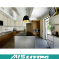 L Shaped Wood Grain Kitchen Cabinets Furniture (AIS-K298)